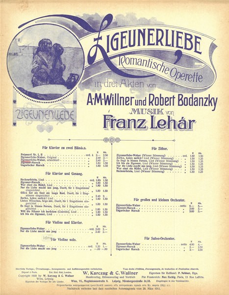 Franz Lehár: Zigeunerliebe