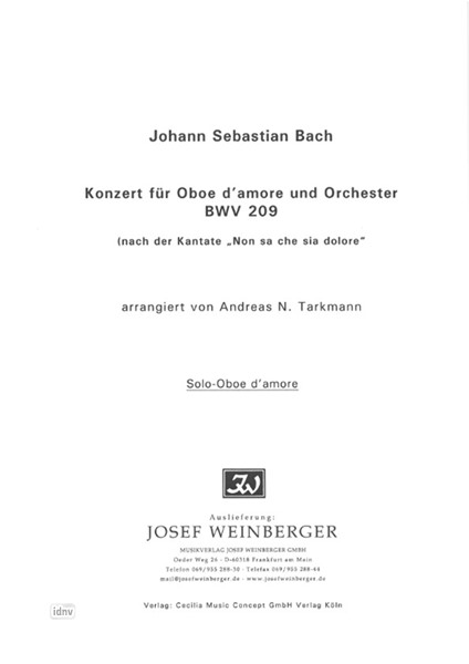 Johann Sebastian Bach: Konzert für Oboe d'amore und Orchester