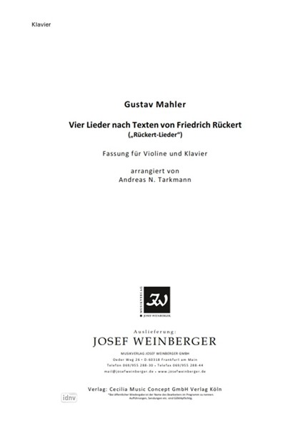 Gustav Mahler: Vier Lieder nach Texten von Friedrich Rückert