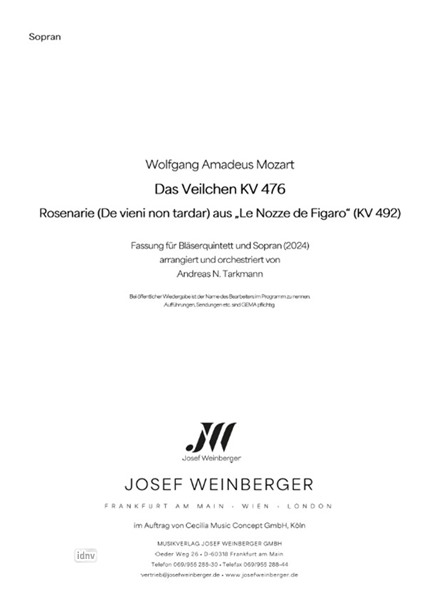 Felix Mendelssohn Bartholdy: Das Veilchen & Rosenarie (Deh vieni non tardar) aus „Le nozze di Figaro“