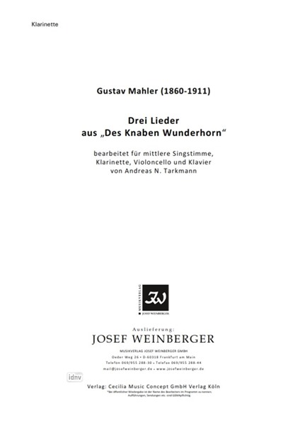 Gustav Mahler: Drei Lieder aus "Des Knaben Wunderhorn"