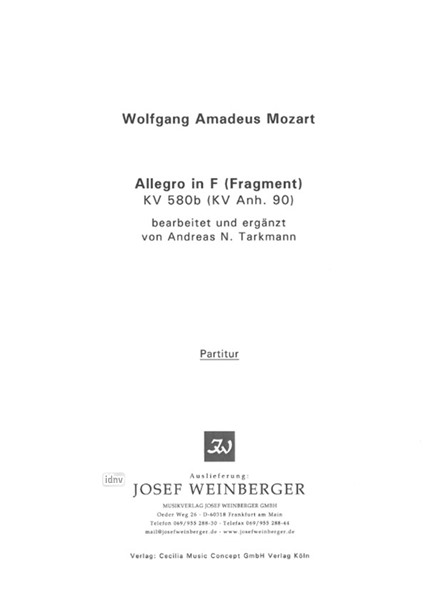 Wolfgang Amadeus Mozart: Allegro in F (Fragment)