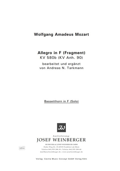 Wolfgang Amadeus Mozart: Allegro in F (Fragment)