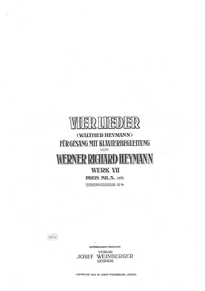 Werner Richard Heymann: Vier Lieder