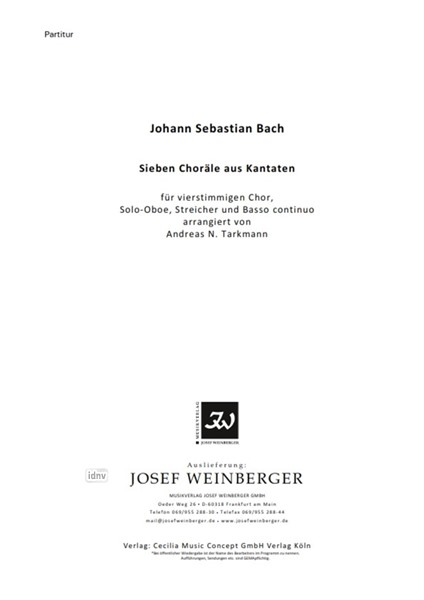 Johann Sebastian Bach: Sieben Choräle aus Kantaten