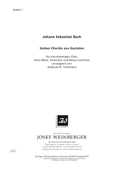 Johann Sebastian Bach: Sieben Choräle aus Kantaten