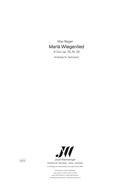 Max Reger: Mariä Wiegenlied