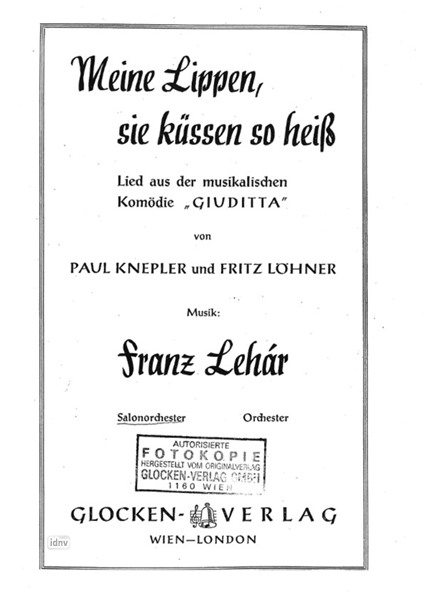 Franz Lehár: Meine Lippen, sie küssen so heiß