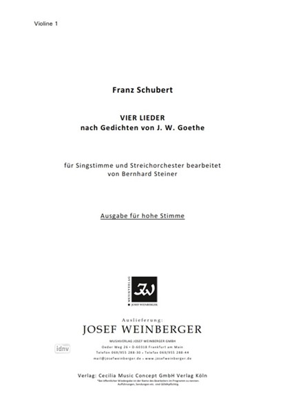 Franz Schubert: Vier Lieder nach Gedichten von Johann Wolfgang von Goethe