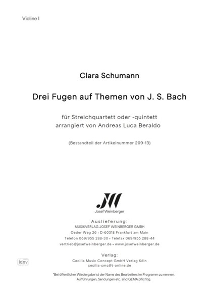 Clara Schumann: Drei Fugen auf Themen von J. S. Bach