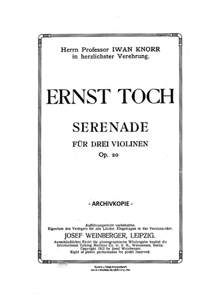 Ernst Toch: Serenade für drei Violinen