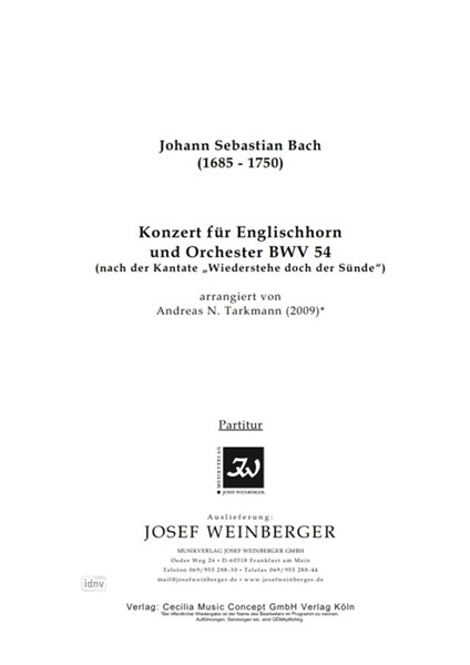 Johann Sebastian Bach: Konzert für Englischhorn und Orchester