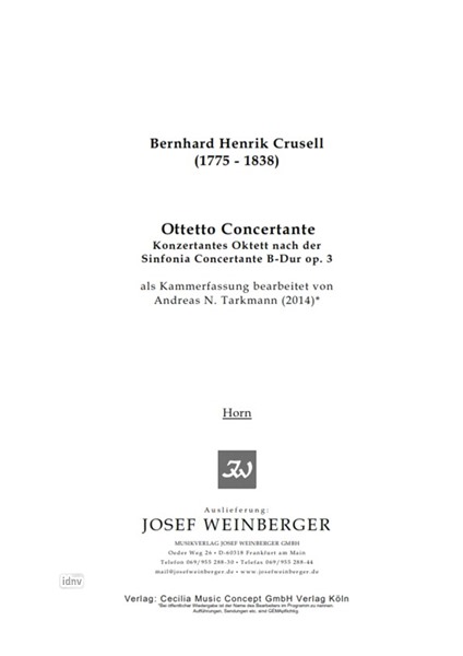 Bernhard Henrik Crusell: Ottetto Concertante