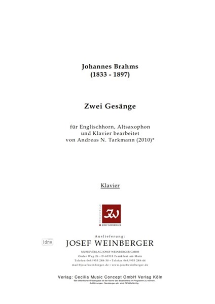 Johannes Brahms: Zwei Gesänge