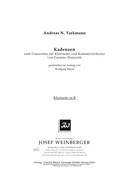 Gaetano Donizetti: Kadenz zum Klarinettenconcertino