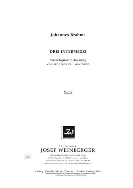 Johannes Brahms: Drei Intermezzi
