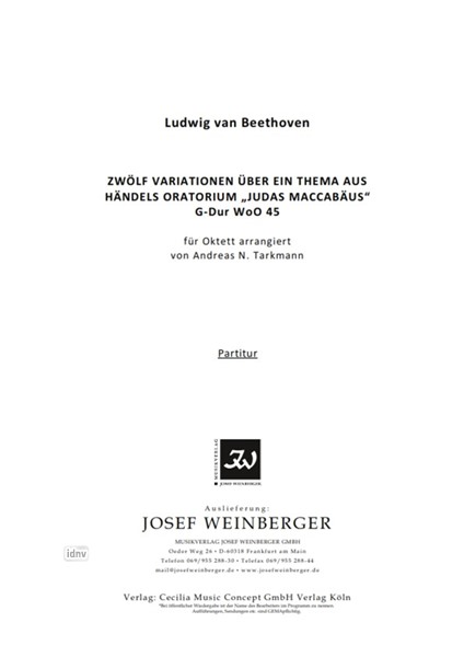 Ludwig van Beethoven: Zwölf Variationen über ein Thema aus Händels Oratorium "Judas Maccabäus"