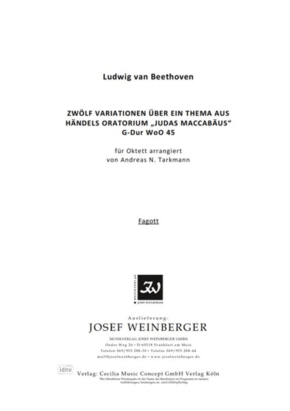 Ludwig van Beethoven: Zwölf Variationen über ein Thema aus Händels Oratorium "Judas Maccabäus"