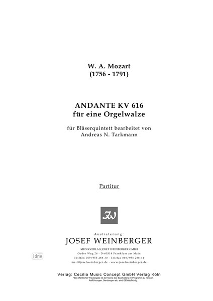 Wolfgang Amadeus Mozart: Andante für eine Orgelwalze