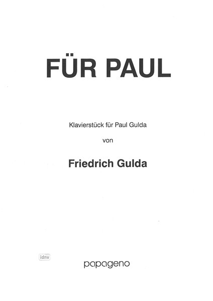 Friedrich Gulda: Für Paul