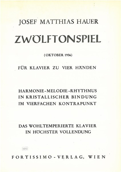 Josef Matthias Hauer: Zwölftonspiel (Oktober 1956)