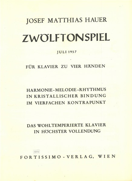 Josef Matthias Hauer: Zwölftonspiel (08. Juli 1957)